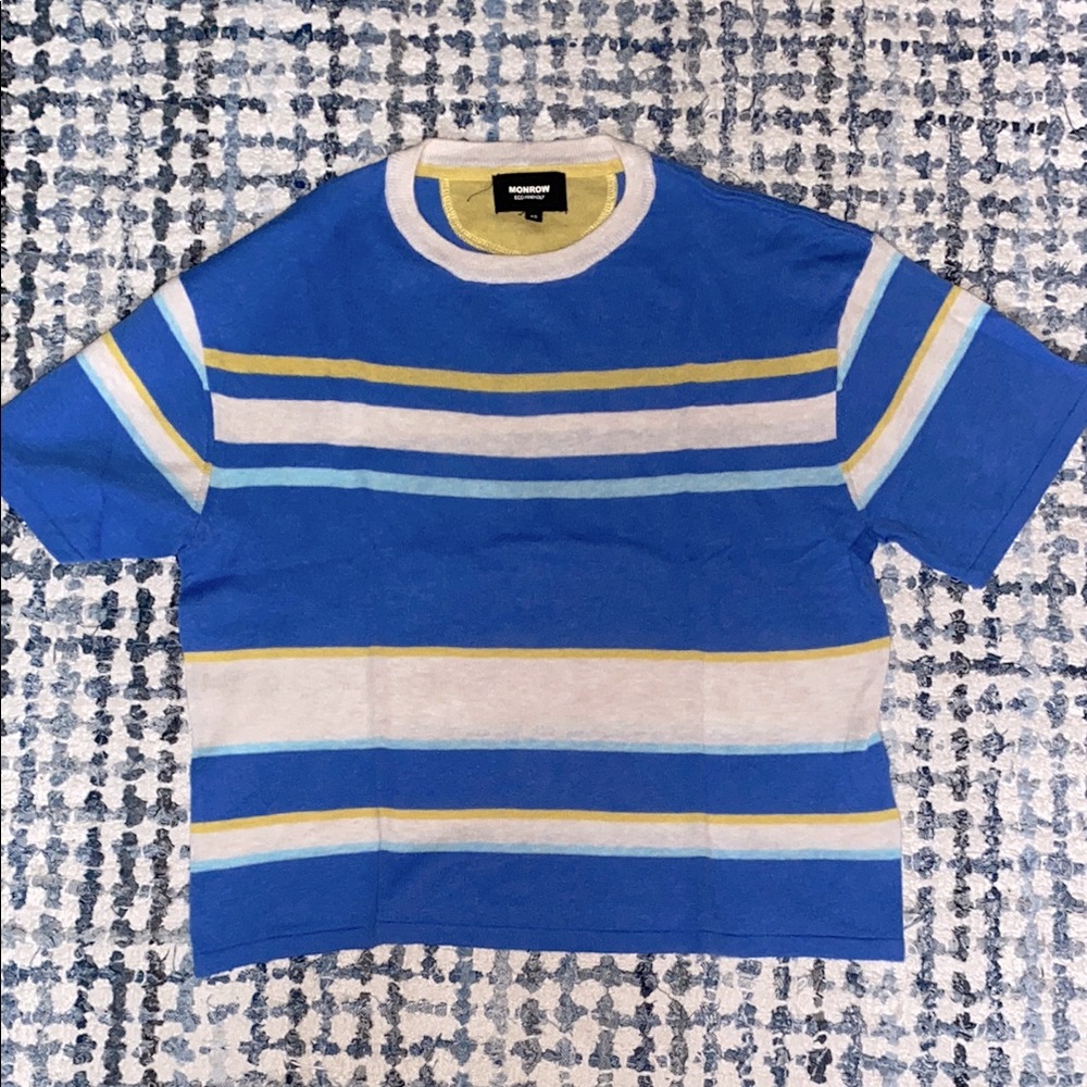 Monrow Short-Sleeve Cotton/Linen Blend Summer Knit XS